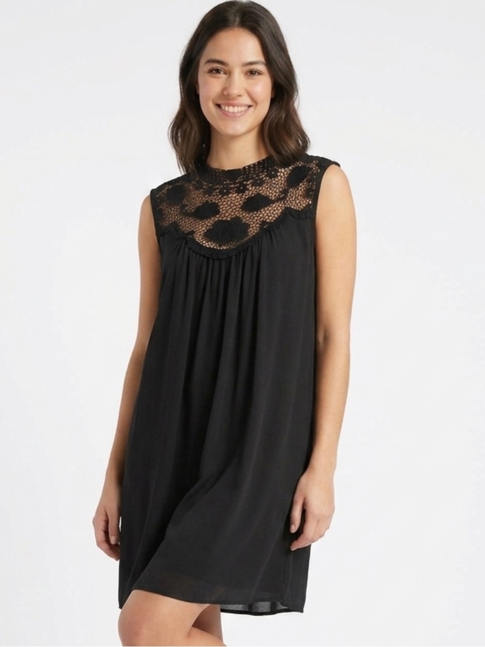 Everly Black Lace Sleeveless Mini Dress Size Medium